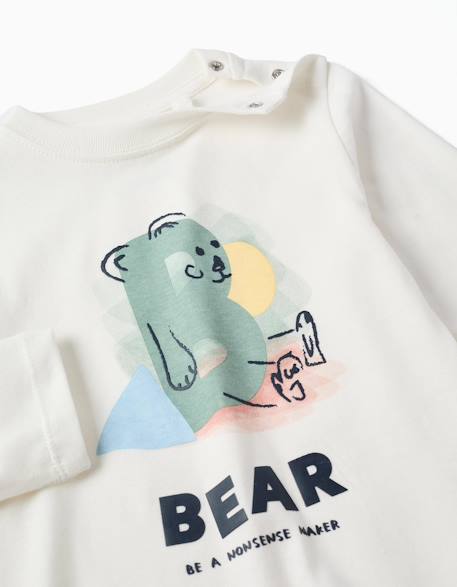 T-shirt en coton à manches longues Blanc+Bleu 3 - vertbaudet enfant 