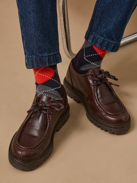 Derbies cuir garçon Chocolat 1 - vertbaudet enfant 