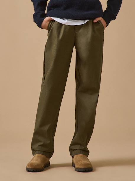 Pantalon relax en twill garçon Kaki 1 - vertbaudet enfant 