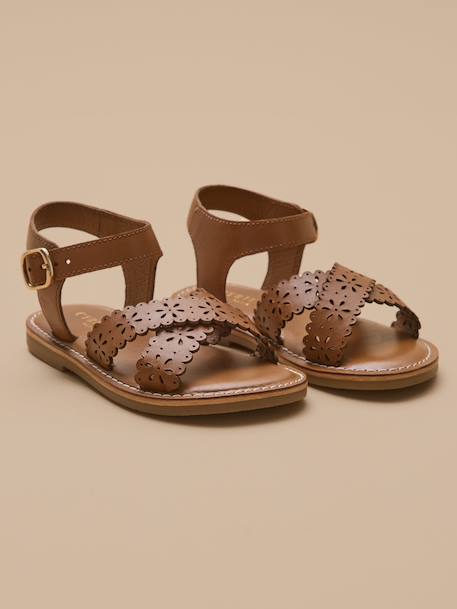 Sandales perforées fille en cuir Cognac 4 - vertbaudet enfant 