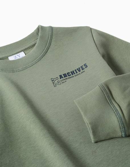 Sweat en molleton avec imprimé zy en relief Bleu foncé+Gris clair+Vert foncé 9 - vertbaudet enfant 