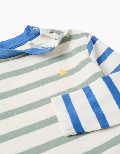 T-shirt en coton à manches longues à rayures Vert 3 - vertbaudet enfant 