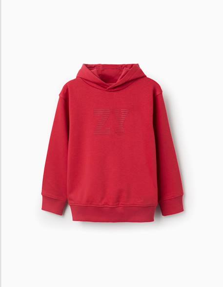 Sweat à capuche avec imprimé en relief zy Blanc+Rouge 5 - vertbaudet enfant 