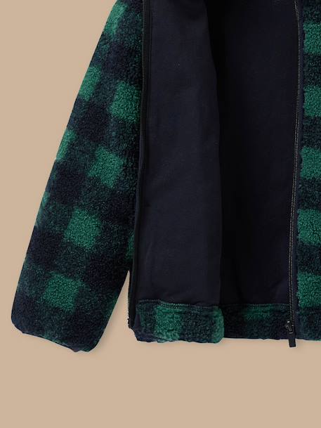 Gilet sherpa à carreaux garçon Carreaux bleu/vert 2 - vertbaudet enfant 