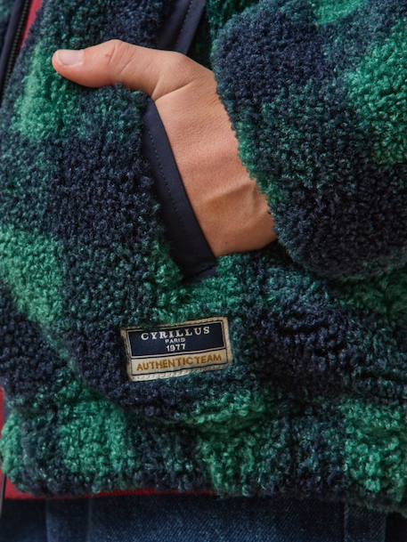 Gilet sherpa à carreaux garçon Carreaux bleu/vert 3 - vertbaudet enfant 