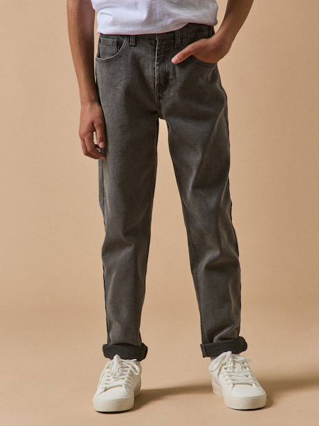 Pantalon relax en denim garçon Denim gris fonce 1 - vertbaudet enfant 