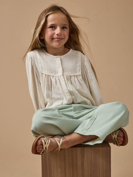 Blouse gaze de coton fille Ecru 4 - vertbaudet enfant 