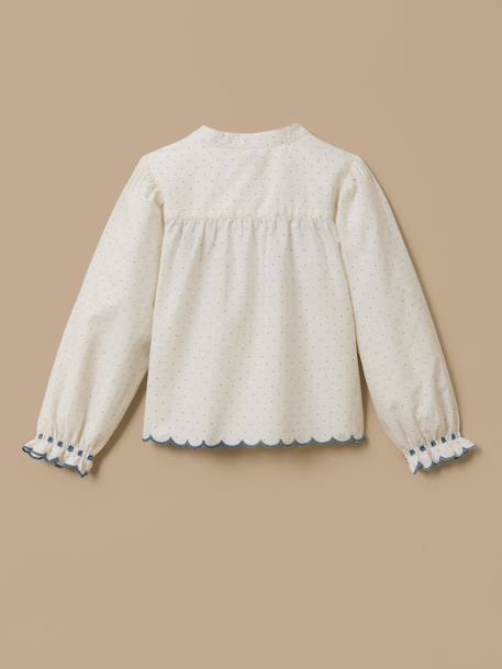 Blouse brodée fille Pois  bleu 2 - vertbaudet enfant 