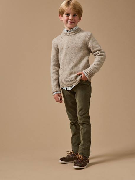 Slim en velours garçon Beige clair uni+Bleu fonce uni+Vert fonce uni 15 - vertbaudet enfant 