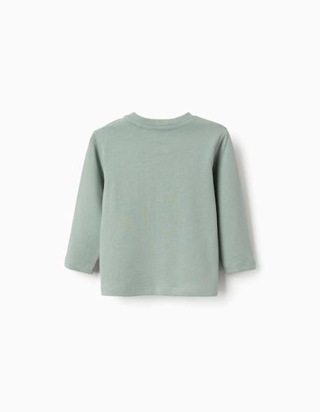 T-shirt en coton à manches longues avec imprimé ours Vert 2 - vertbaudet enfant 