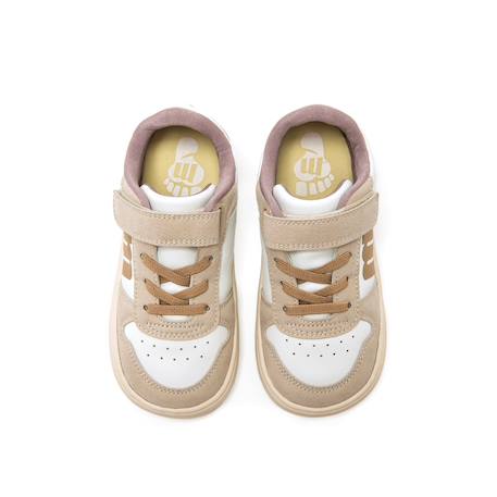 Sneakers filles synthétique lacets- fermeture adhésive barefoot Ocre+Rose clair 2 - vertbaudet enfant 