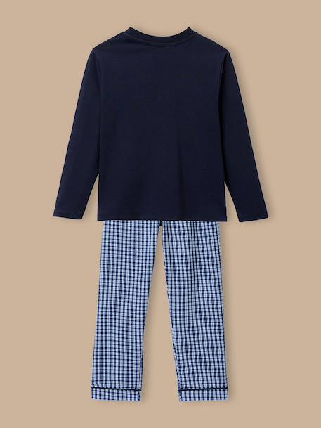 Pyjama imprimé garçon - coton biologique Carreaux bleu 5 - vertbaudet enfant 