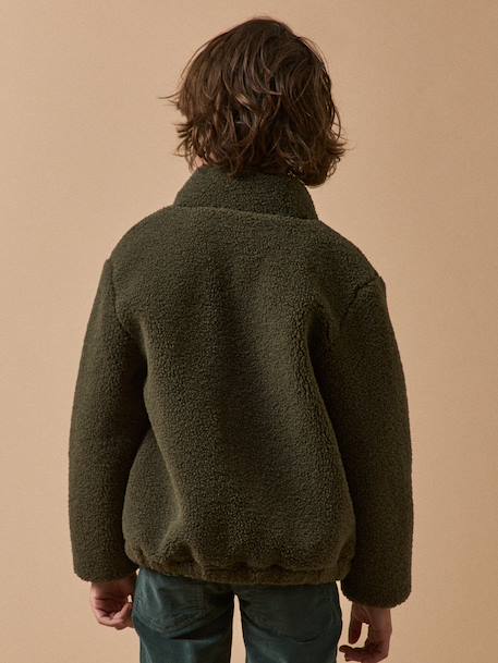 Cardigan garçon zippé en sherpa Kaki+Marine 2 - vertbaudet enfant 