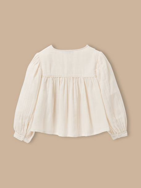 Blouse gaze de coton fille Ecru 2 - vertbaudet enfant 