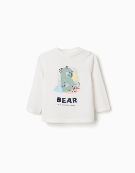 T-shirt en coton à manches longues Blanc+Bleu 1 - vertbaudet enfant 