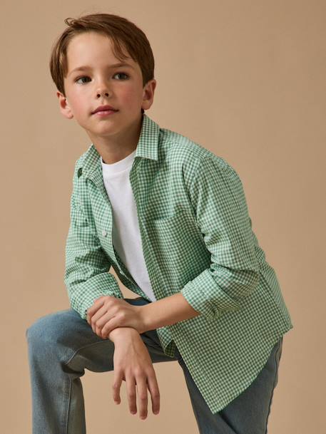 Chemise à petits carreaux garçon Vert 5 - vertbaudet enfant 