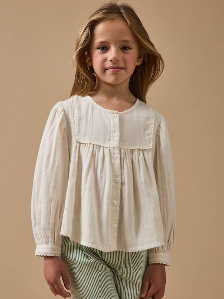 Blouse gaze de coton fille Ecru 1 - vertbaudet enfant 
