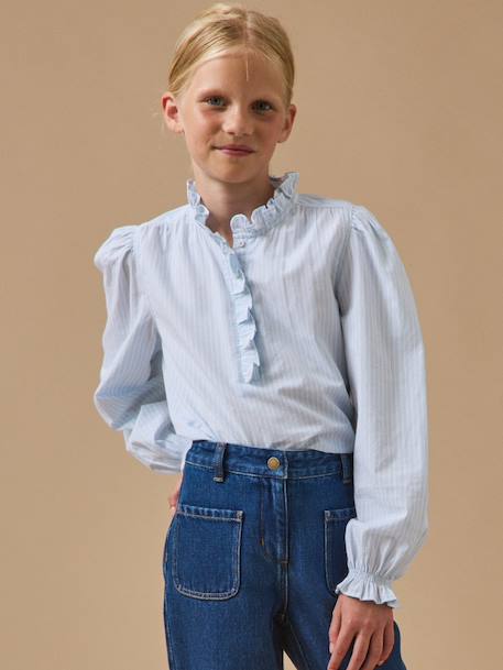 Blouse à volants Rayure bleue 5 - vertbaudet enfant 