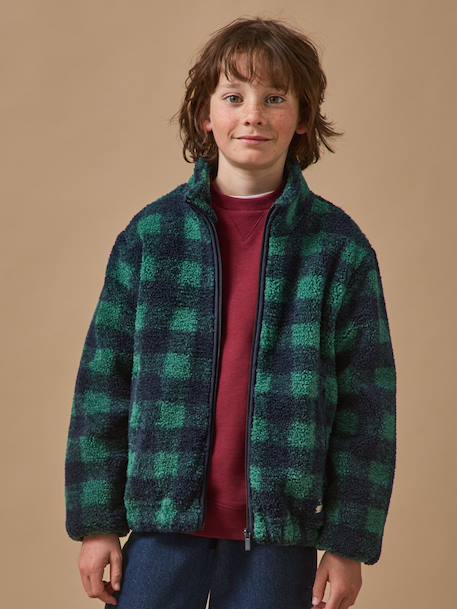 Garçon-Pull, gilet, sweat-Gilet sherpa à carreaux garçon