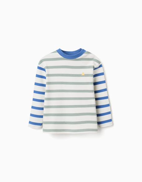 T-shirt en coton à manches longues à rayures Vert 1 - vertbaudet enfant 