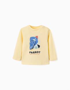 -T-shirt en coton à manches longues avec imprimé perroquet