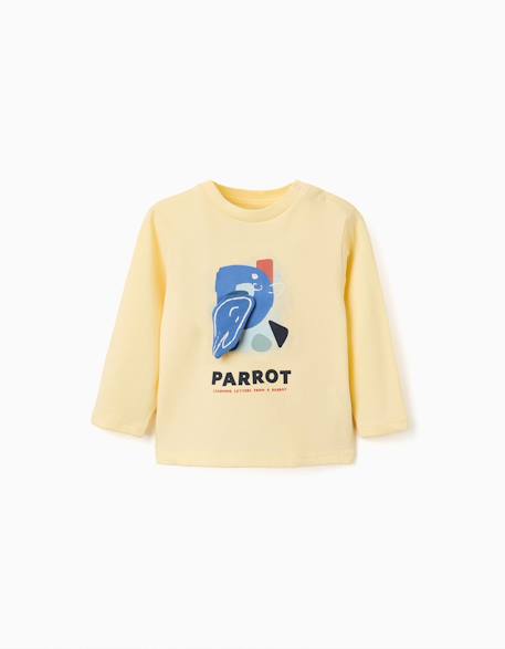 T-shirt en coton à manches longues avec imprimé perroquet Jaune 1 - vertbaudet enfant 