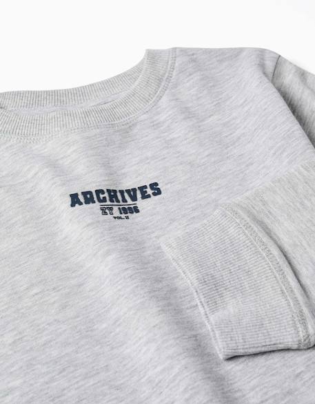 Sweat en molleton avec imprimé zy en relief Bleu foncé+Gris clair+Vert foncé 6 - vertbaudet enfant 