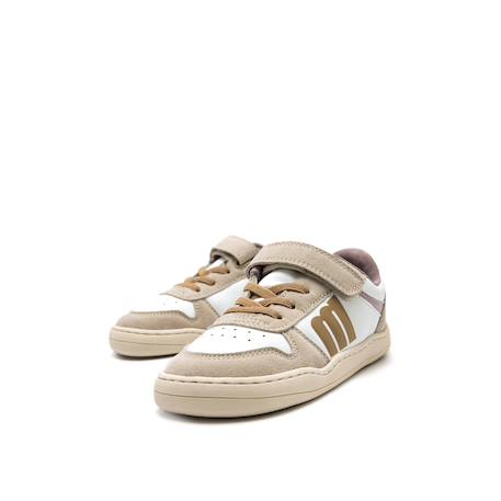 Sneakers filles synthétique lacets- fermeture adhésive barefoot Ocre+Rose clair 6 - vertbaudet enfant 