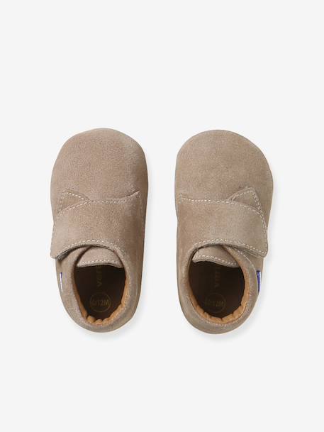Chaussons bébé garçon cuir à scratch beige+marron 2 - vertbaudet enfant 