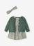 Ensemble bébé fille 3 pièces robe cardigan bandeau bleu grisé+corail+vert+vieux rose 18 - vertbaudet enfant 