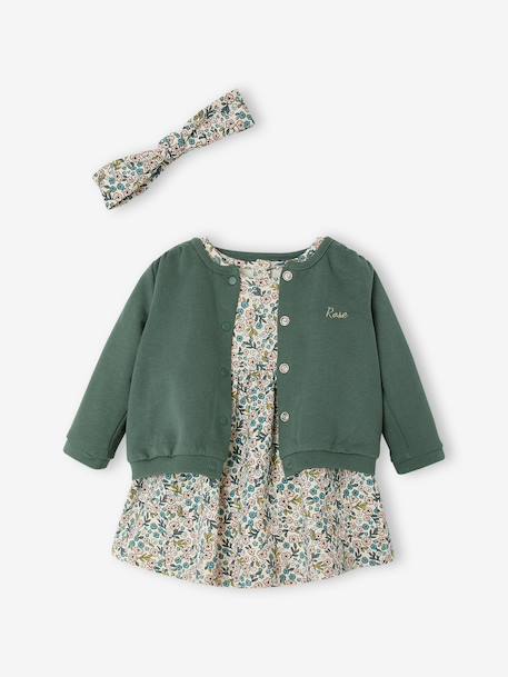 Bébé-Ensemble bébé fille 3 pièces robe cardigan bandeau 