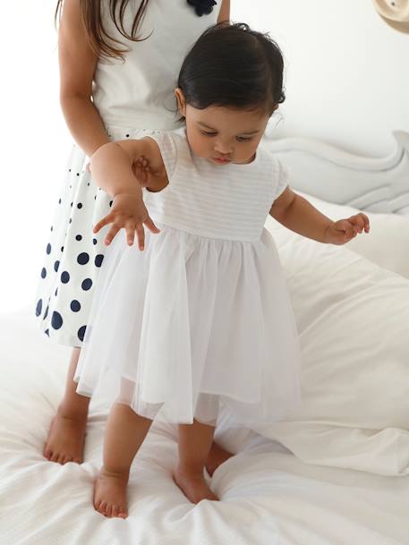 Robe de cérémonie bébé avec tulle blanc 1 - vertbaudet enfant 