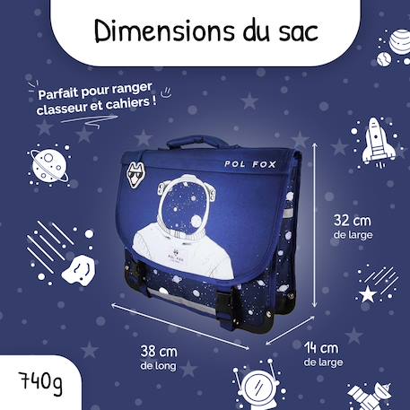 Cartable réversible 2 compartiments Cosmo - 38 cm Bleu 3 - vertbaudet enfant 