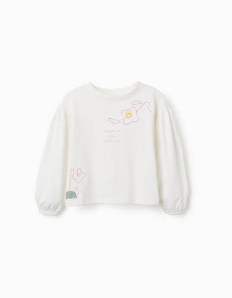 T-shirt à manches longues et bouffantes avec imprimé Blanc 1 - vertbaudet enfant 