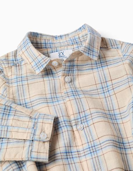 Body-chemise en coton à motif à carreaux Gris clair 3 - vertbaudet enfant 