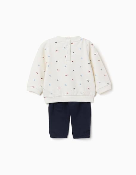 Ensemble de jogging en coton peigné avec broderie en bouclettes Blanc 2 - vertbaudet enfant 