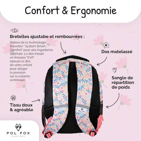 Sac à dos scolaire réversible 2 compartiments  Happy Blush Rose 4 - vertbaudet enfant 