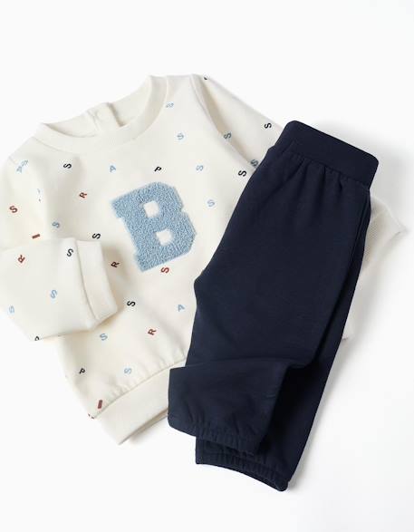 Ensemble de jogging en coton peigné avec broderie en bouclettes Blanc 4 - vertbaudet enfant 