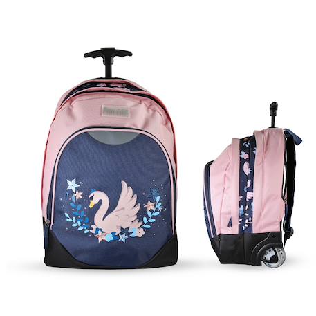 Sac à dos scolaire à roulettes 2 compartiments Phileas Cygne - 45 cm Bleu 1 - vertbaudet enfant 
