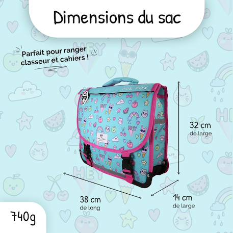 Cartable à colorier et réversible 2 compartiments Kawai - 38 cm Bleu 3 - vertbaudet enfant 