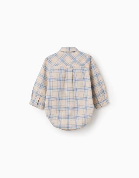 Body-chemise en coton à motif à carreaux Gris clair 2 - vertbaudet enfant 