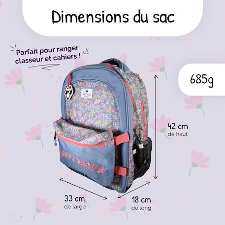 Sac à dos scolaire réversible 2 compartiments  Happy Jean Bleu 3 - vertbaudet enfant 