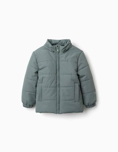 Doudoune avec capuche et doublure en polaire Vert foncé 2 - vertbaudet enfant 