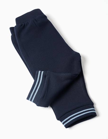 Ensemble de jogging en coton peigné à rayures Bleu foncé 4 - vertbaudet enfant 