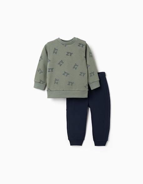 Ensemble de jogging en molleton Vert foncé 1 - vertbaudet enfant 