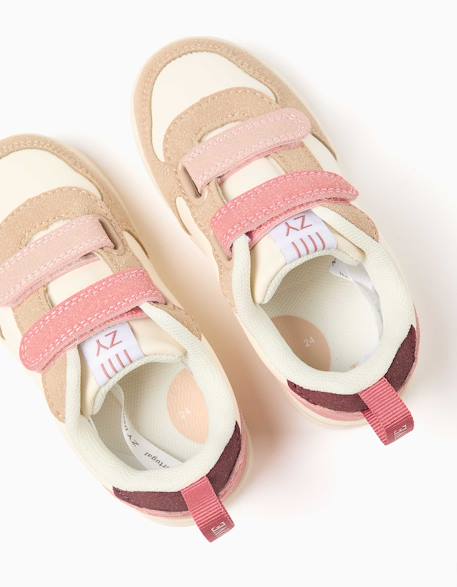 Baskets bi-matière à scratch zy move Rose 3 - vertbaudet enfant 