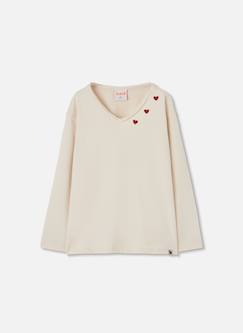 T-shirt en maille fille avec cœurs  - vertbaudet enfant
