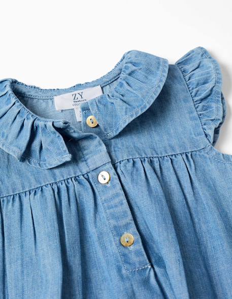 Barboteuse sans manches en jean avec volants Bleu 3 - vertbaudet enfant 