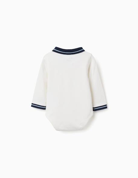 Body polo en coton avec col contrastant Blanc 2 - vertbaudet enfant 