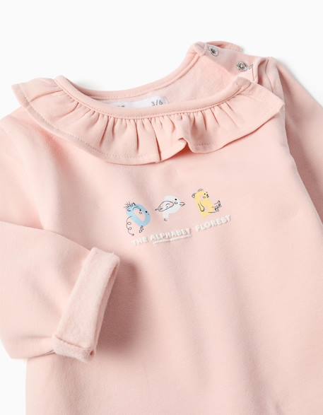 Ensemble de jogging en coton peigné avec imprimé en relief Rose 3 - vertbaudet enfant 